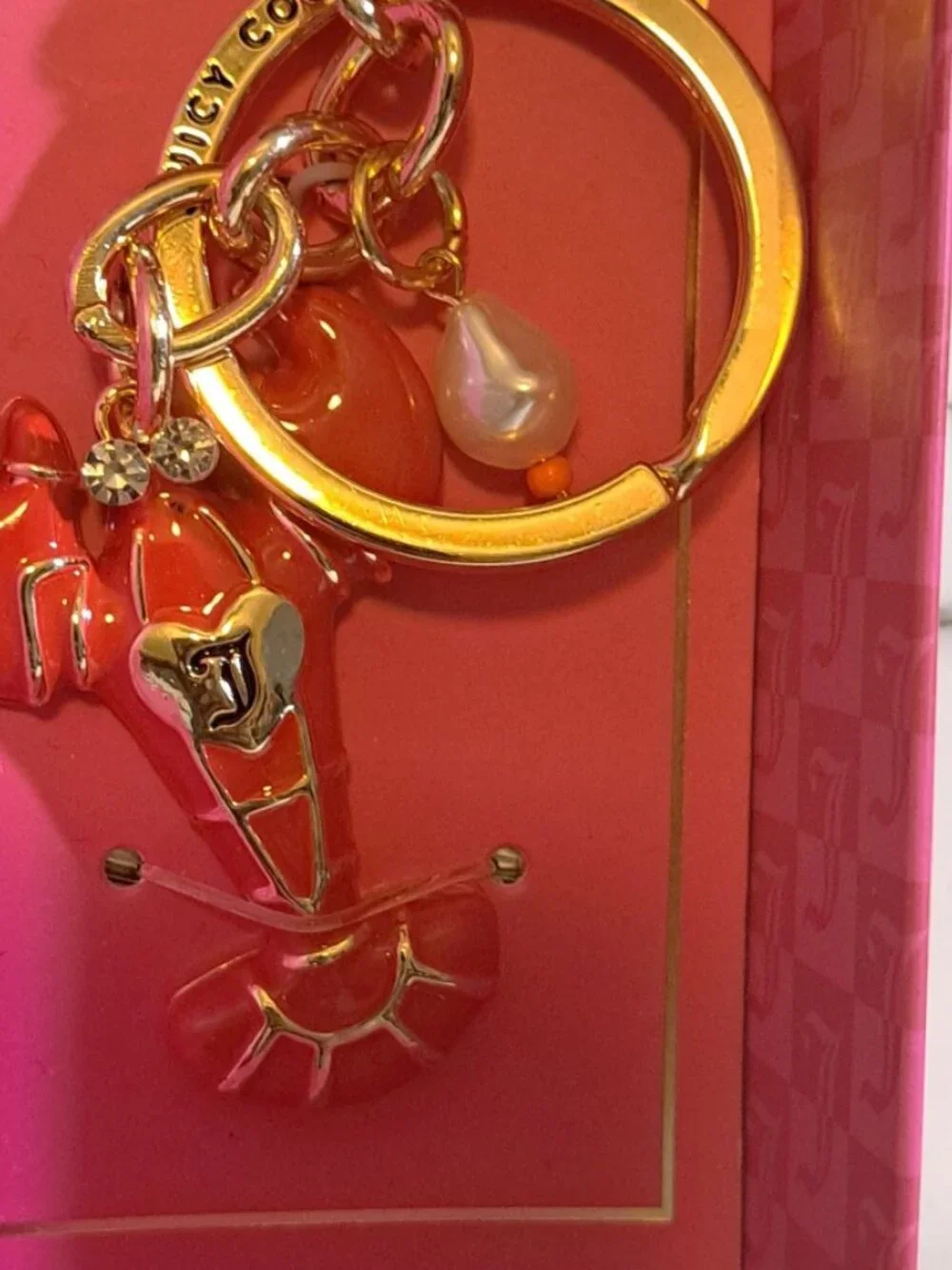Juicy Couture Bow, Cherry & Red Lobster Charm Keychain Trio Set Bundle NWT